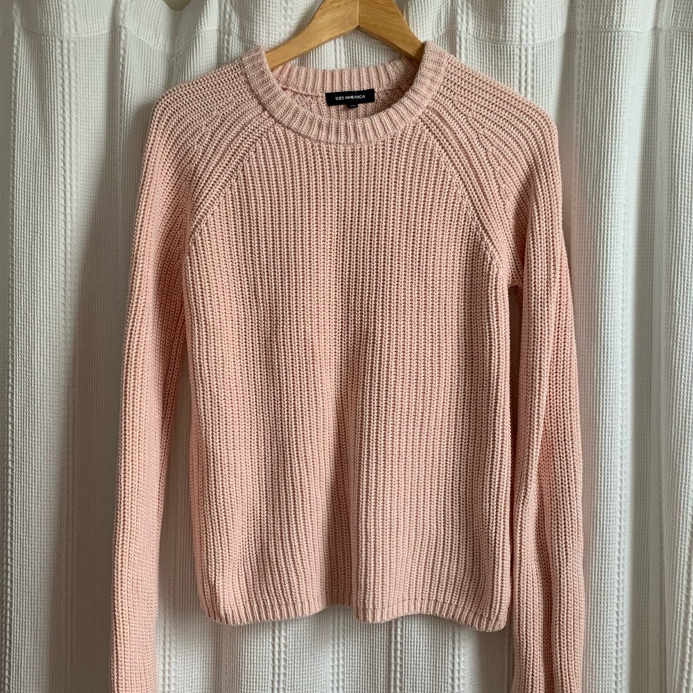 100% Cotton pink fisherman knit sweater